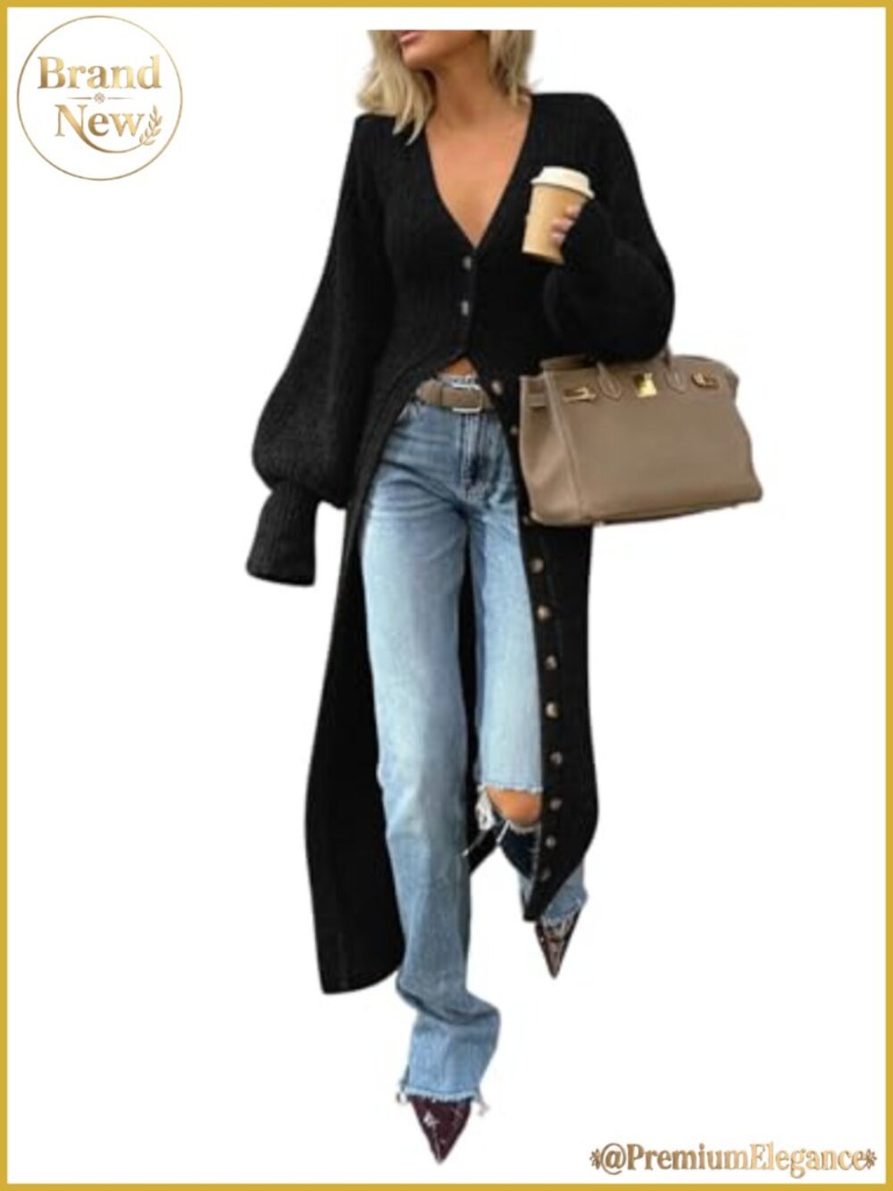 Chunky Cable Knit Long Cardigan Duster Sweater Maxi Button Down